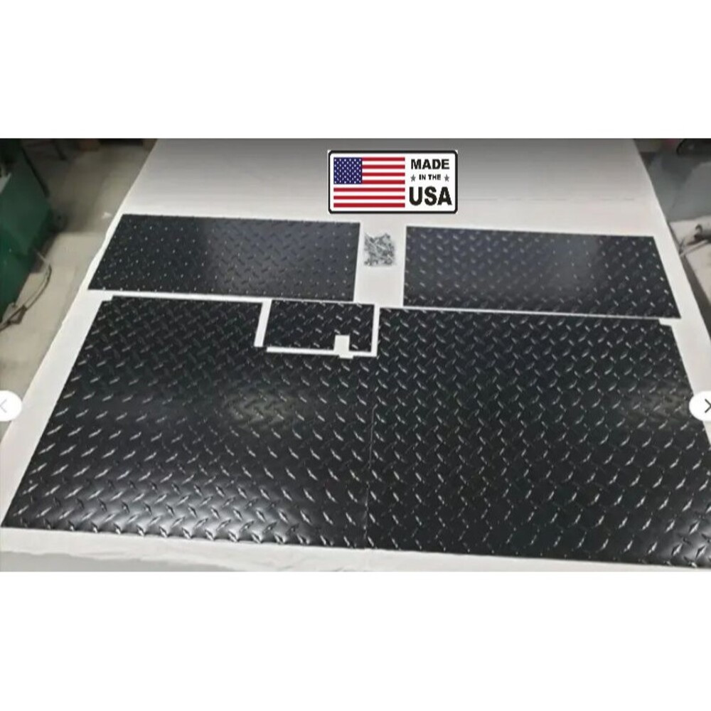 BLACK Aluminum Diamond Plate Floor Mat for Club Car DS 82-Up 5 piece Made in USA